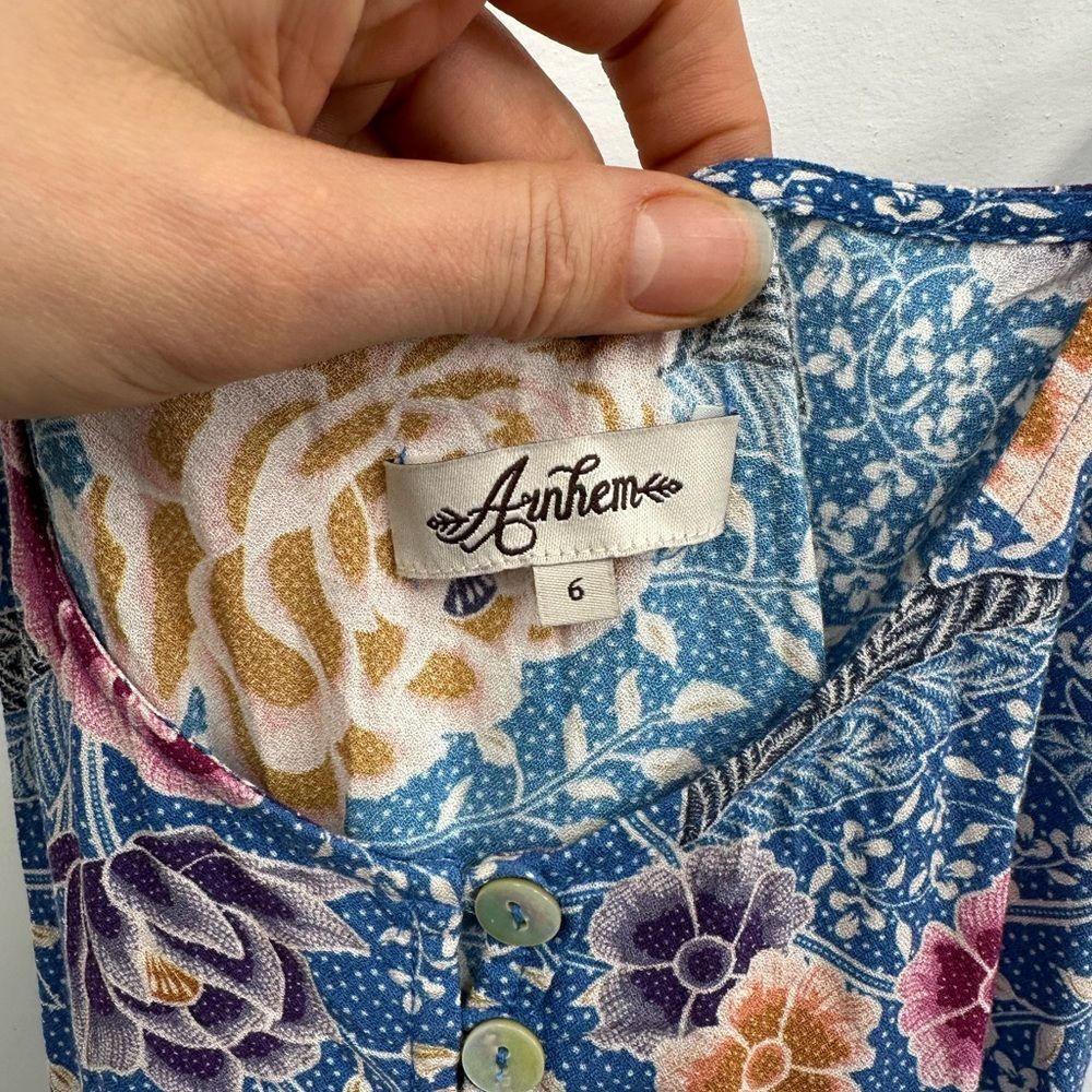 Arnhem Leilani Strappy Slip Dress In Floral Reef Blue Spaghetti Straps Size 6 - Picture 4 of 7